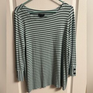 J. Jill Striped Long Sleeve Top in Black and Light Blue